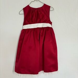 Cherokee Little Girls Sleeveless Tulle Trim On Bottom Dress Red/Cream Size 5